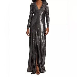 NWTs Halston Fiona Evening Dress in color Steel